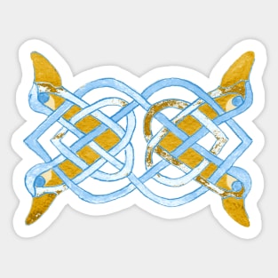 Celtic yellow duck tracery Sticker